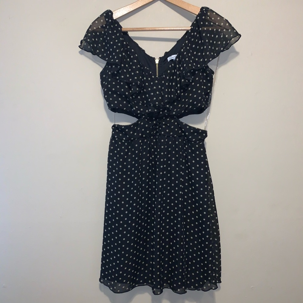Speechless | Polka Dot Side Cut Out Ruffle Dress